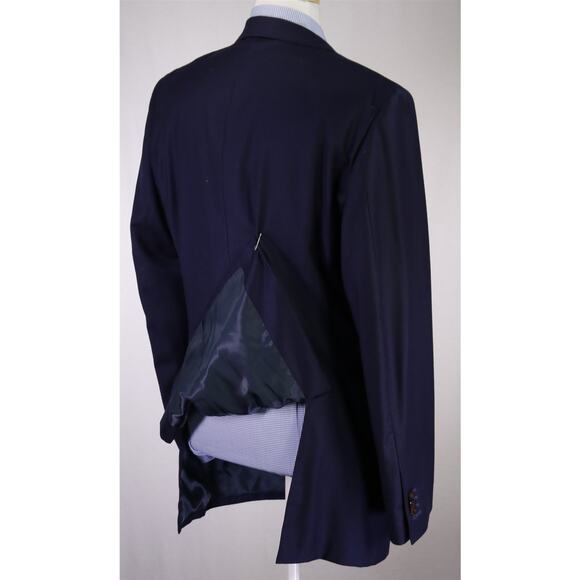 Sartoria Ambrosiana Su Misura Navy Blue Wool Fleece Blazer Jacket 42L - Picture 9 of 11